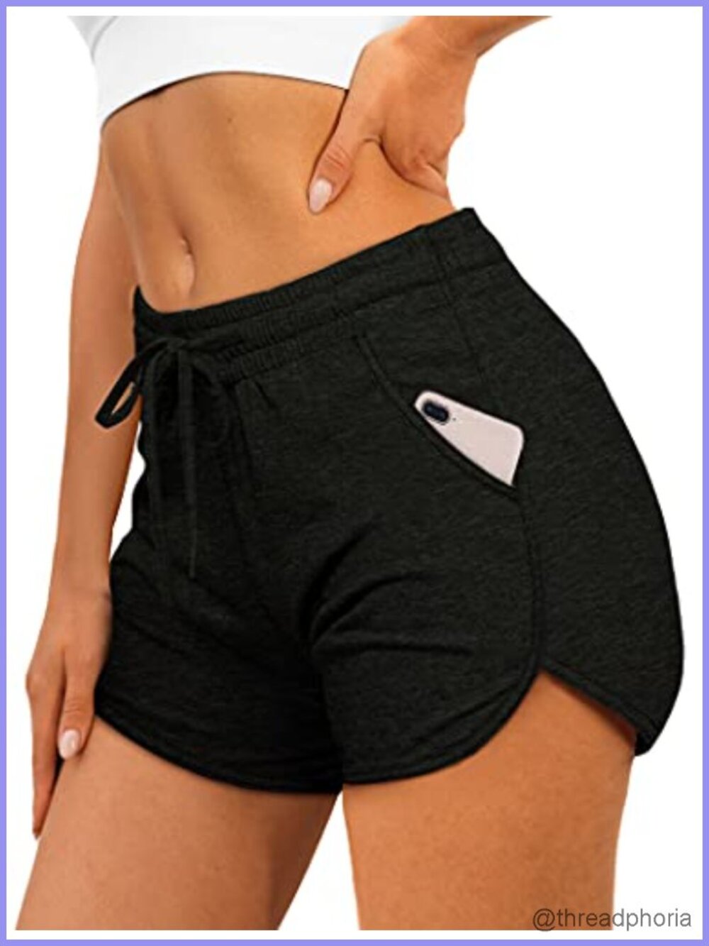 Women's Athletic Dolphin Shorts with Pockets & Drawstring, High Rise, Polyester